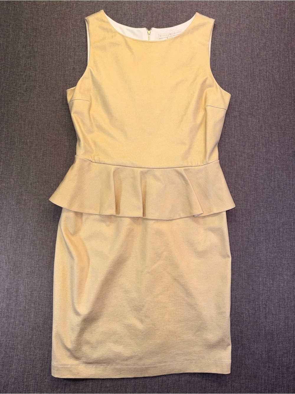 Boston Proper Women’s Soft Yellow Peplum Sheath Dress Size 12